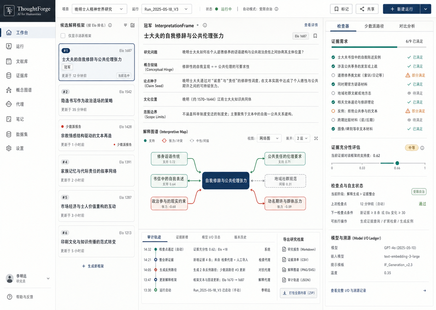 ThoughtForge 成熟工作台概念界面截图